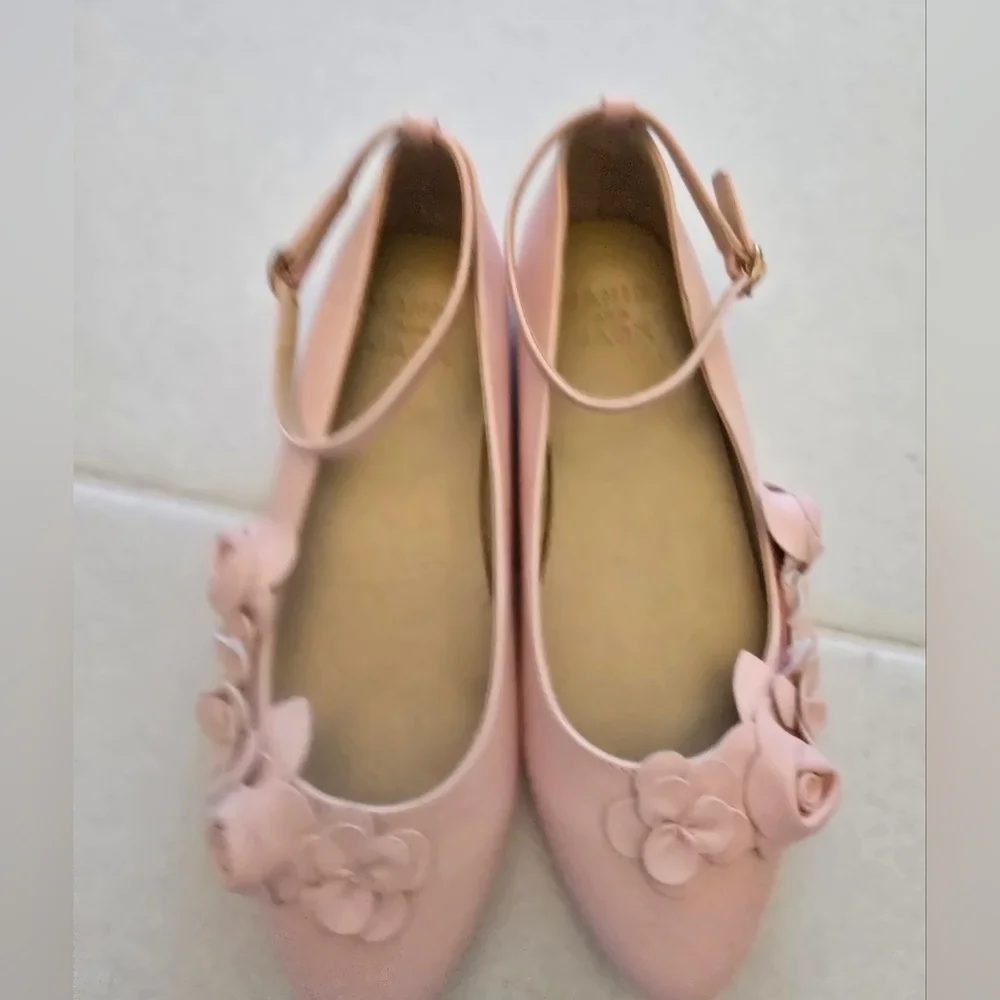 Janie And Jack Flower Ballet Girls Flats Size 4k In Pink